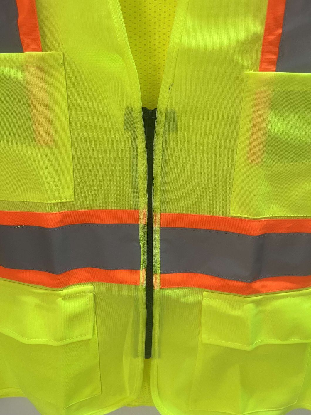 Orange Safety Vest with Grey Reflective Strap 4 Pockets