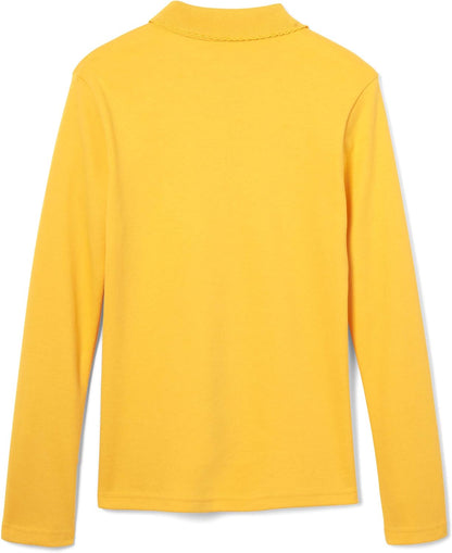 Girls' Uniform Long Sleeve Polo with Picot Collar (Standard & Plus)