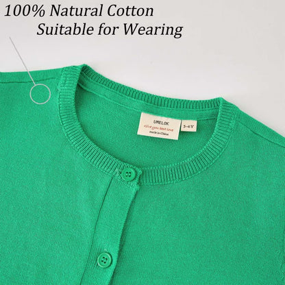 Girls' Cardigans Sweater Cotton Button Solid Long Sleeve Knit Sweaters