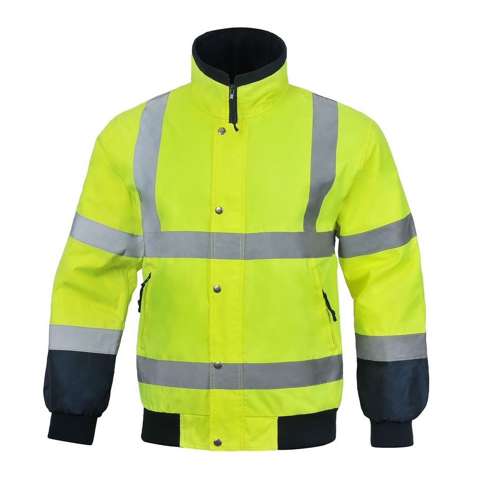 Fashion Mechanic Workwear Yellow Uniform Hi Vis Safety Jacket Reflective High Visibility Heavy Duty Water Resistant Outdoor Coat
