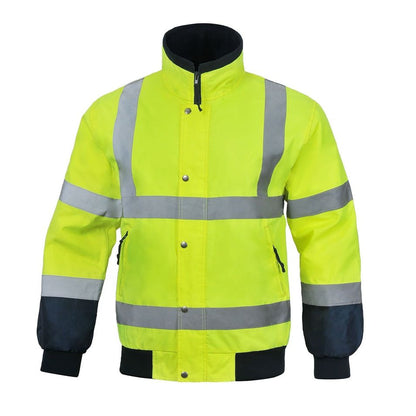 Fashion Mechanic Workwear Yellow Uniform Hi Vis Safety Jacket Reflective High Visibility Heavy Duty Water Resistant Outdoor Coat