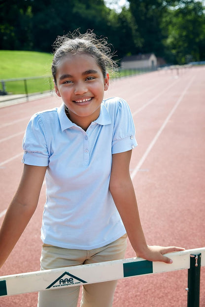Girls Plus Size' Puff Sleeve Double Button Polo