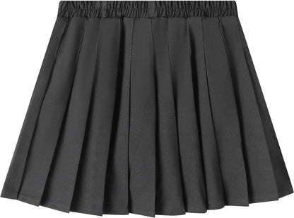Uniform Pleated Scooter Skirt with Under Shorts Pull On Elastic Waist Skirt