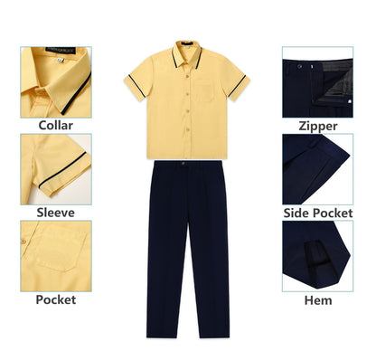 Boys Long Sleeve White Button Down Shirt - Collared Uniform White Dress Shirt