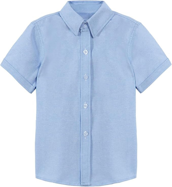Boys' Long Sleeve Solid Button-Down Collared Oxford Shirt with Chest Pocket