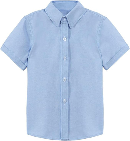 Boys' Long Sleeve Solid Button-Down Collared Oxford Shirt with Chest Pocket
