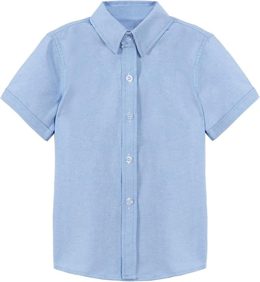 Boys' Long Sleeve Solid Button-Down Collared Oxford Shirt with Chest Pocket