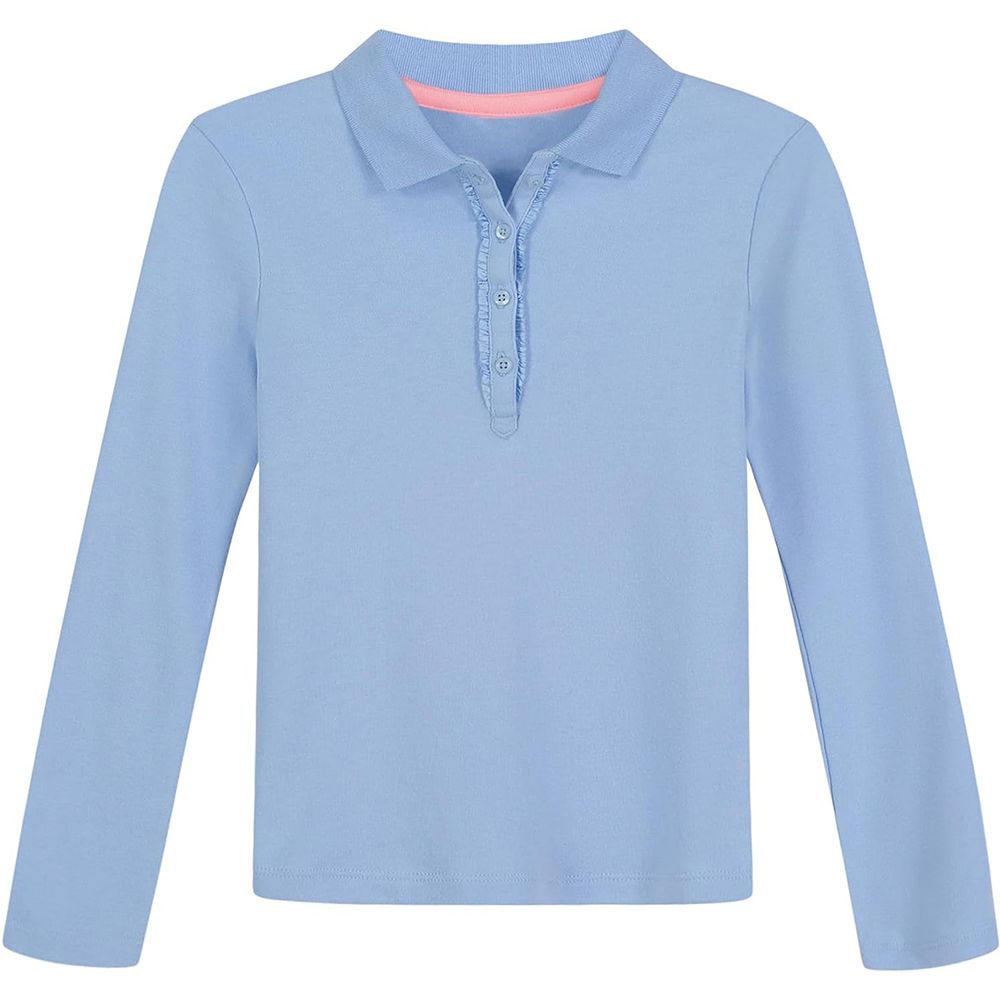 Girls Short Sleeve Polo Shirt Kids Cute Ruffle Peter Pan Collar School Uniform Shirts Tops 5-14 Years