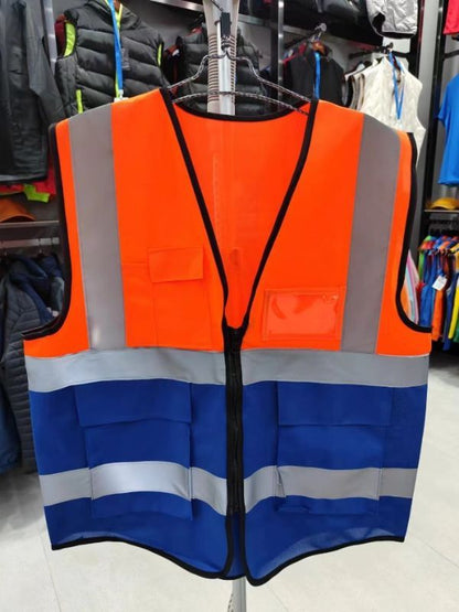 Custom High Visibility Security Logo Reflective Safety Work Uniform Vest with Pockets