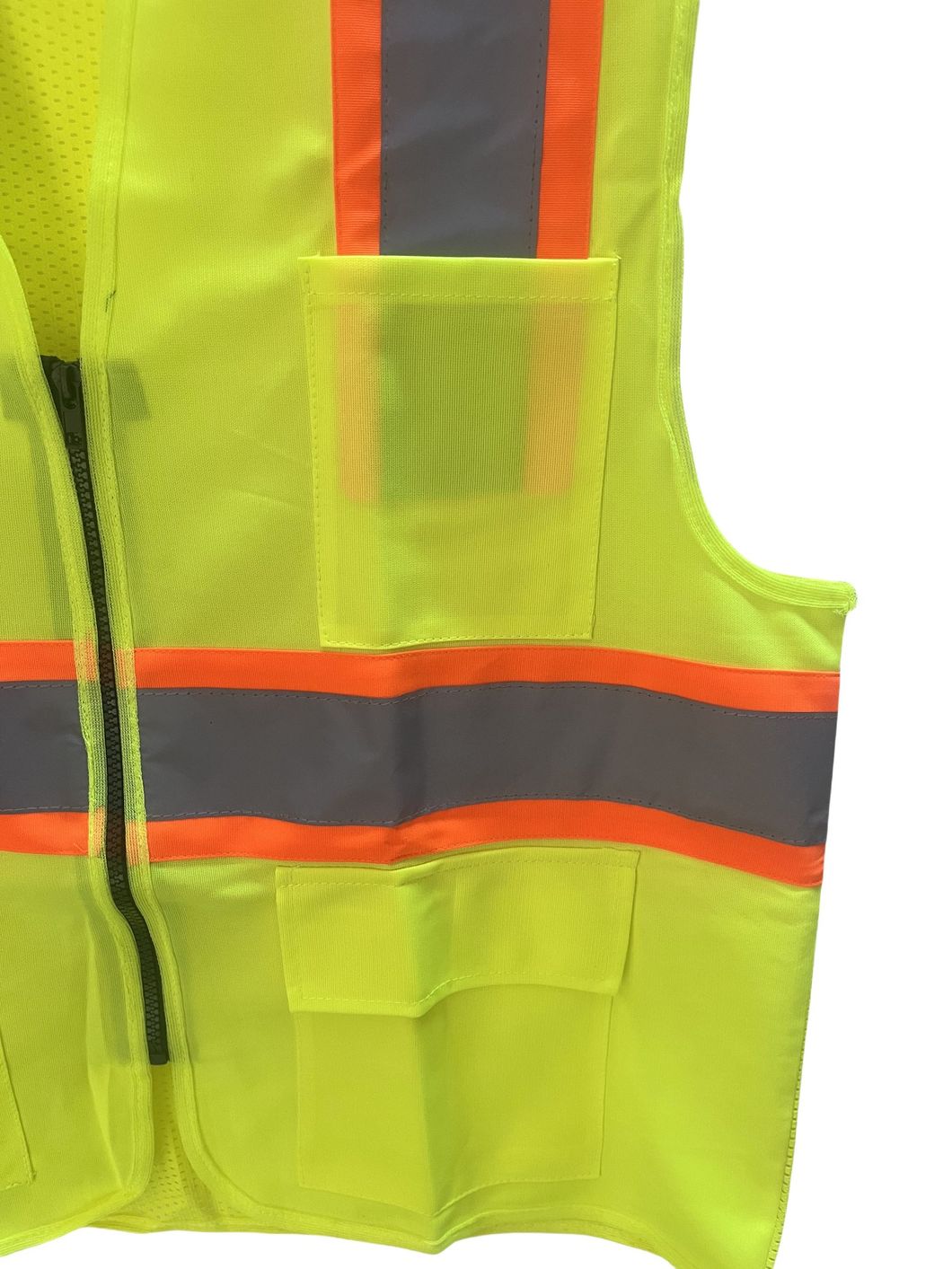 Orange Safety Vest with Grey Reflective Strap 4 Pockets