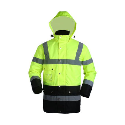 Fashion Mechanic Workwear Yellow Uniform Hi Vis Safety Jacket Reflective High Visibility Heavy Duty Water Resistant Outdoor Coat