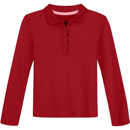 Girls Short Sleeve Polo Shirt Kids Cute Ruffle Peter Pan Collar School Uniform Shirts Tops 5-14 Years