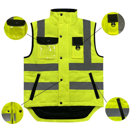 Durable Hi - Vis Safety Coat - Reinforced Patches for Industrial Work
