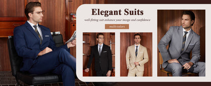WULFUL Men's 2 Piece Suits Slim Fit Two Button Blazer Jacket Pants Set for Party,Wedding and Business