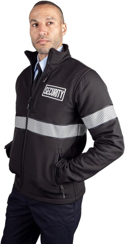 Hi-Vis Reflective Security Guard Jacket - Waterproof Winter Duty Coat with Zipper Pockets