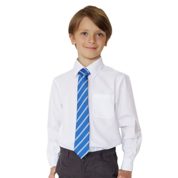 Boys Long Sleeve Dress Shirts Button Down Uniform Shirts with Chest Pocket Size 7-14 Years