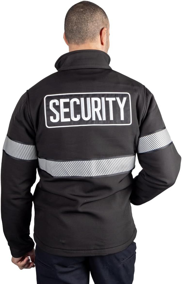 Hi-Vis Reflective Security Guard Jacket - Waterproof Winter Duty Coat with Zipper Pockets
