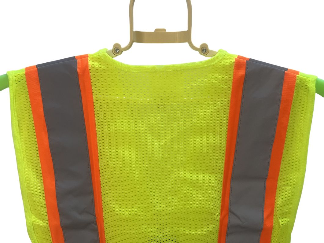 Orange Safety Vest with Grey Reflective Strap 4 Pockets