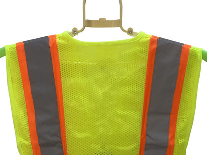 Orange Safety Vest with Grey Reflective Strap 4 Pockets