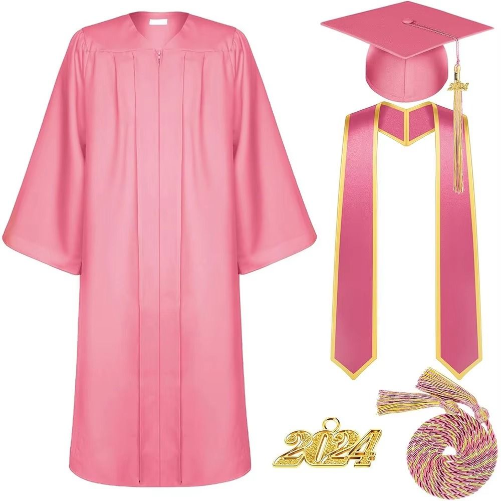 Matte Graduation Gown Cap Tassel Set 2024 for High School and Bachelor