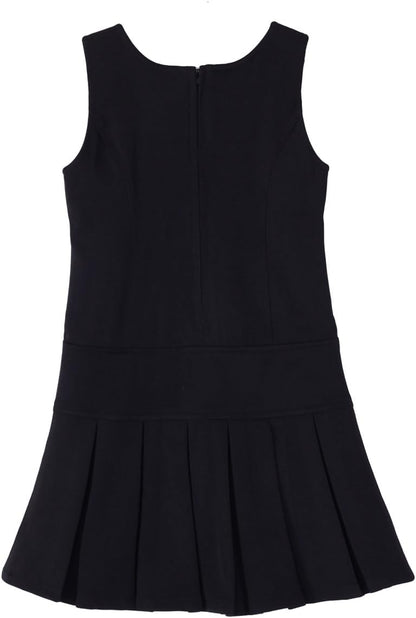 Stretch Fit Pleated Hem Kids Sleeveless Dress