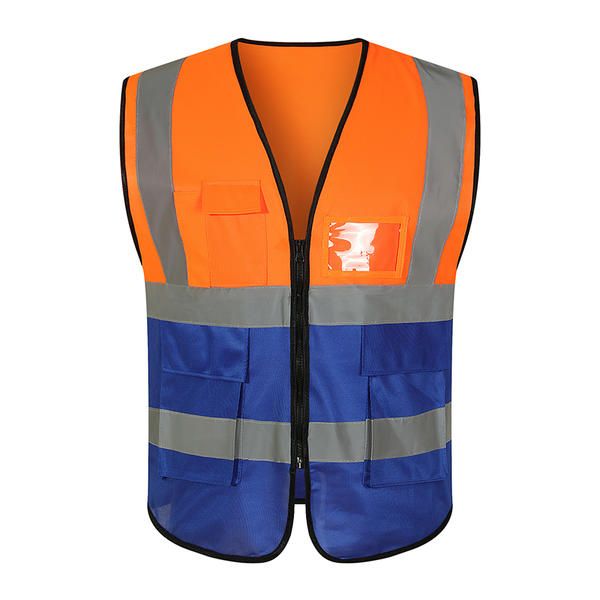 Custom High Visibility Security Logo Reflective Safety Work Uniform Vest with Pockets