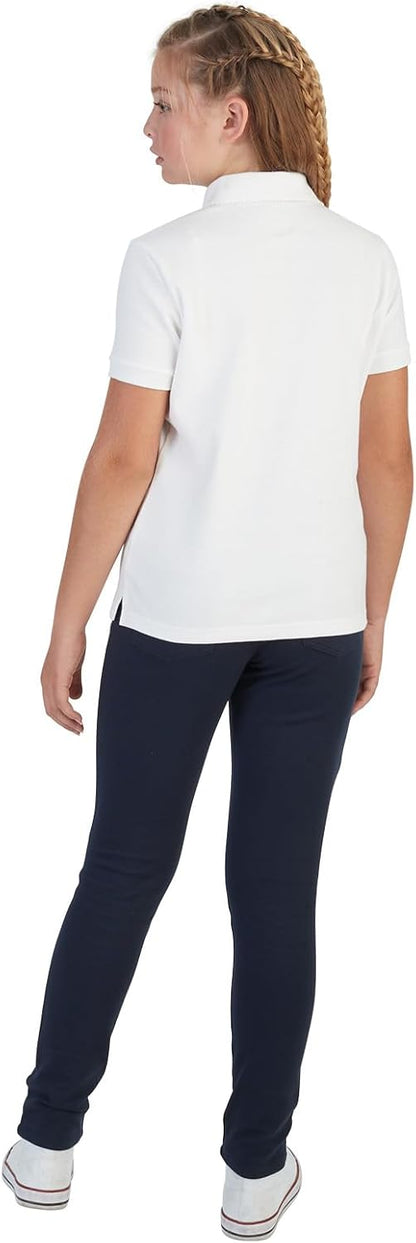 Girls' Short Sleeve Picot Collar Polo School Uniform Shirt (Standard and Plus)