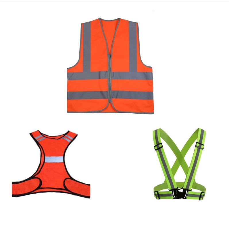 Orange Safety Vest with Grey Reflective Strap 4 Pockets