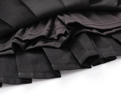 Uniform Pleated Scooter Skirt with Under Shorts Pull On Elastic Waist Skirt
