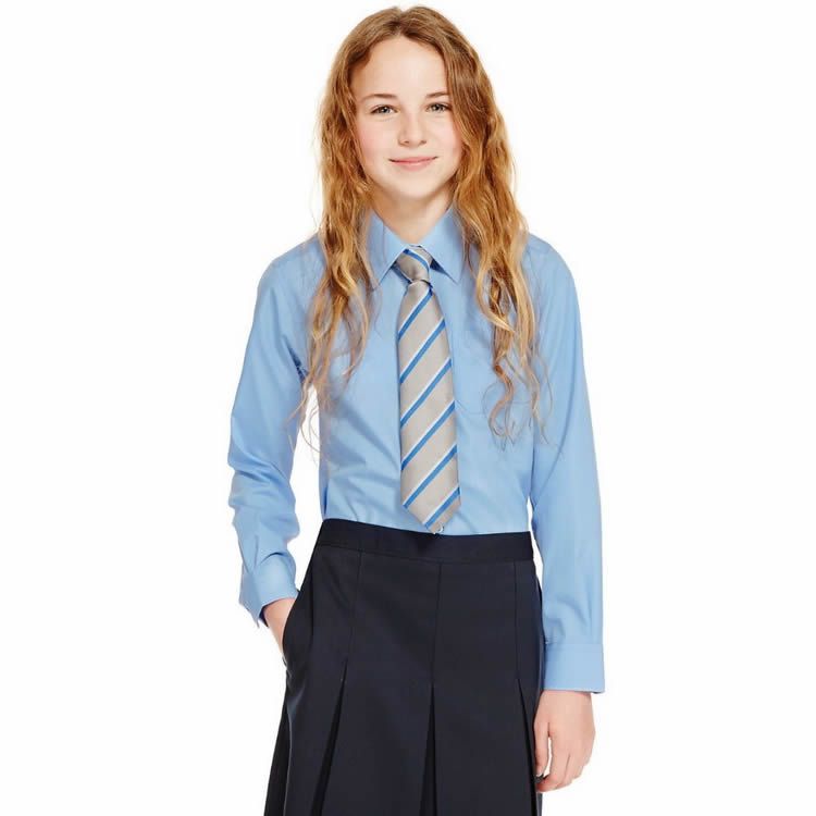 Boys Long Sleeve Dress Shirts Button Down Uniform Shirts with Chest Pocket Size 7-14 Years