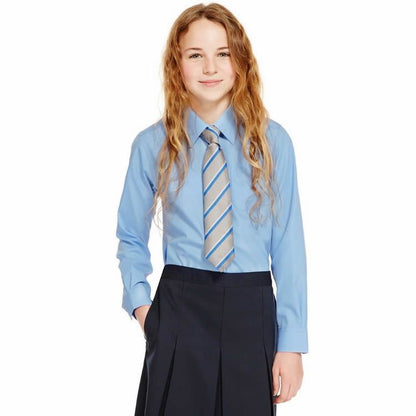 Boys Long Sleeve Dress Shirts Button Down Uniform Shirts with Chest Pocket Size 7-14 Years