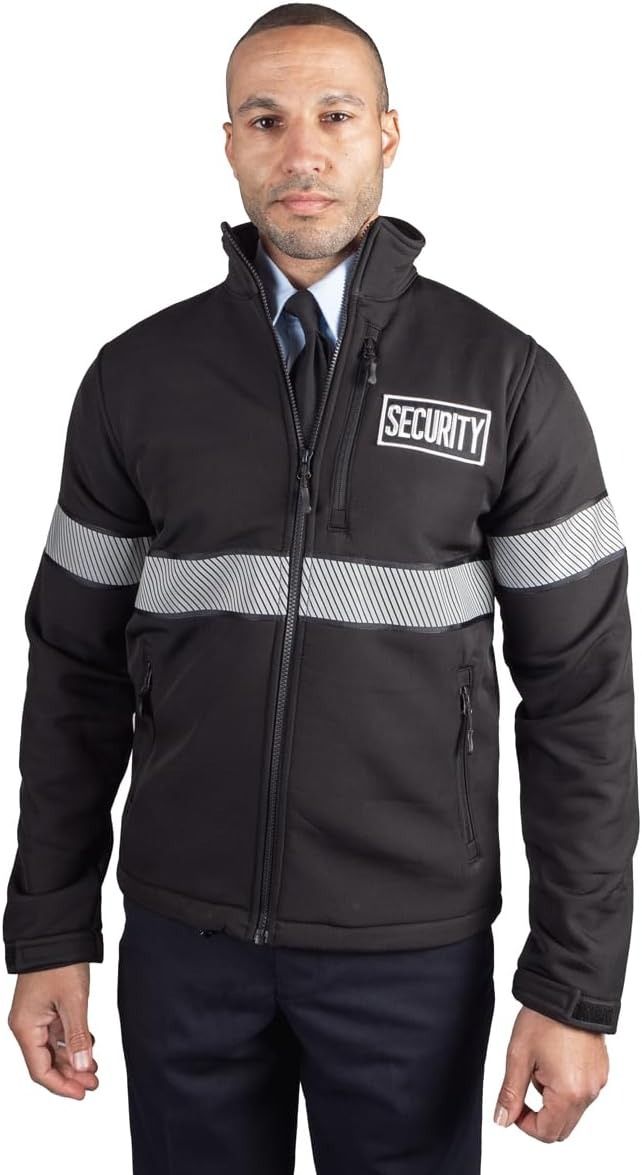 Hi-Vis Reflective Security Guard Jacket - Waterproof Winter Duty Coat with Zipper Pockets