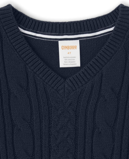 Boys and Toddler V-Neck Cable Knit Sweater Vest