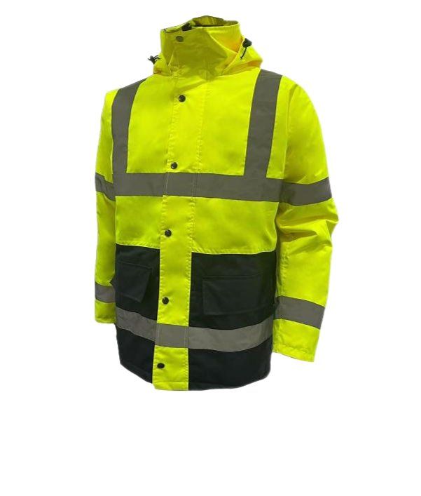Fashion Mechanic Workwear Yellow Uniform Hi Vis Safety Jacket Reflective High Visibility Heavy Duty Water Resistant Outdoor Coat