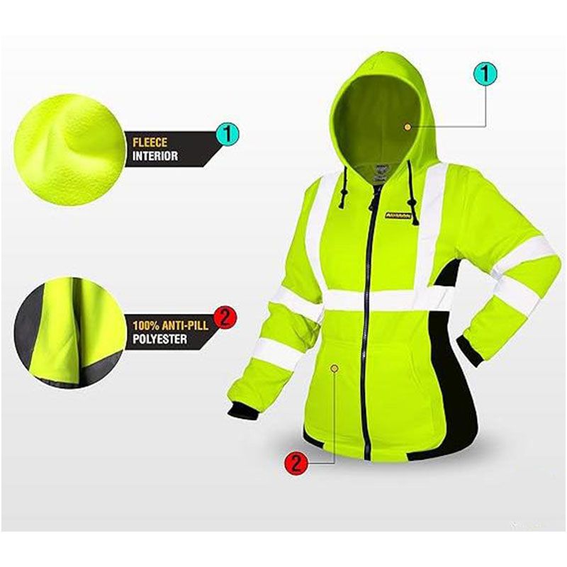 Wholesale Customized Logo High Visibility Women's Fleece Safety Clothing Coat