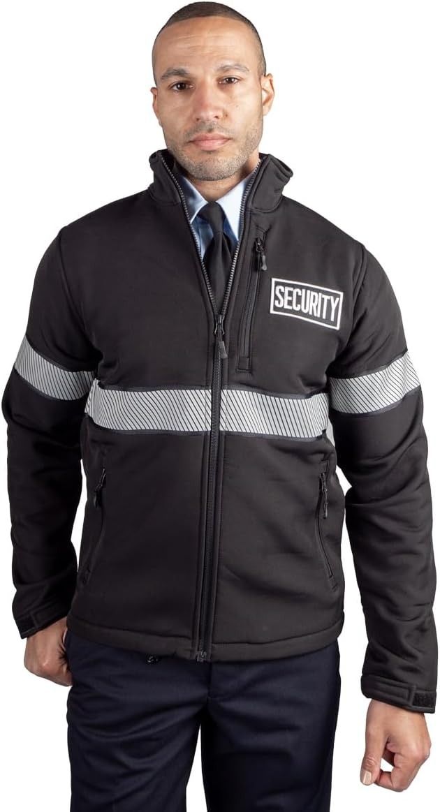 Hi-Vis Reflective Security Guard Jacket - Waterproof Winter Duty Coat with Zipper Pockets