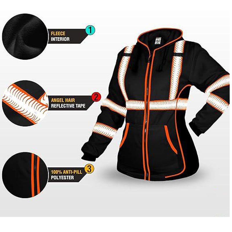 Wholesale Customized Logo High Visibility Women's Fleece Safety Clothing Coat