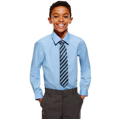 Boys Long Sleeve Dress Shirts Button Down Uniform Shirts with Chest Pocket Size 7-14 Years