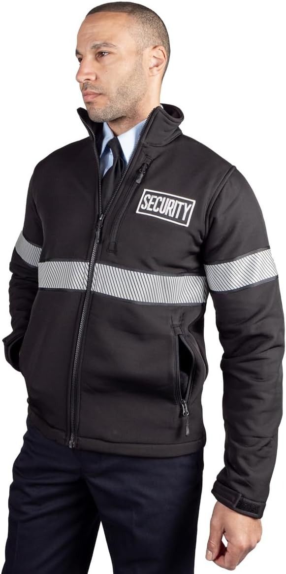 Hi-Vis Reflective Security Guard Jacket - Waterproof Winter Duty Coat with Zipper Pockets