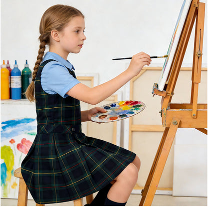 Girls Fall Plaid Dress Long Sleeve Casual Midi Dresses with Pockets for Kids 6-14 Years