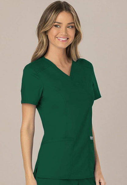 Scrubs for Women Mock Wrap Top with 3 Pocket, Back Princess Seams WW610