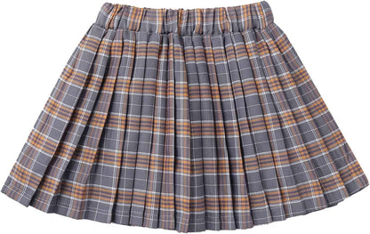 Kids Girls Plaid Pleated Skirt High Waist Skater Tennis Skirts Skorts with Shorts School Girl Uniform