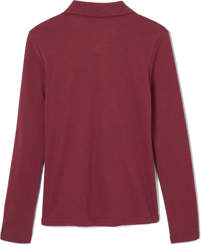 Girls' Uniform Long Sleeve Polo with Picot Collar (Standard & Plus)