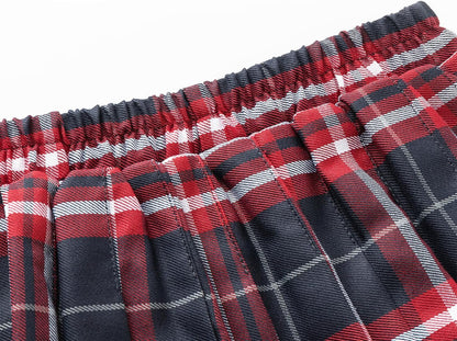 Uniform Pleated Scooter Skirt with Under Shorts Pull On Elastic Waist Skirt