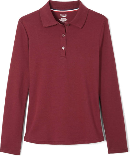 Girls' Uniform Long Sleeve Polo with Picot Collar (Standard & Plus)