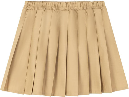 Uniform Pleated Scooter Skirt with Under Shorts Pull On Elastic Waist Skirt