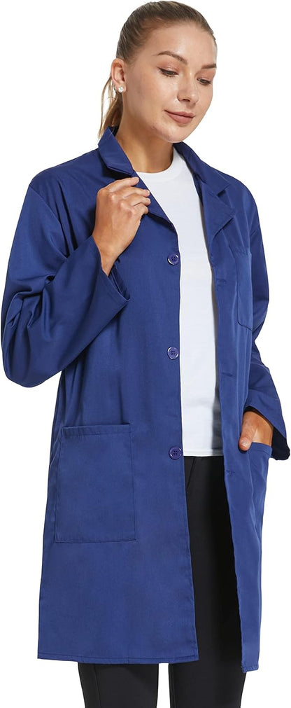Professional Lab Coat for Women Long Sleeve, White, Unisex