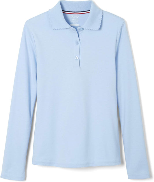Girls' Uniform Long Sleeve Polo with Picot Collar (Standard & Plus)