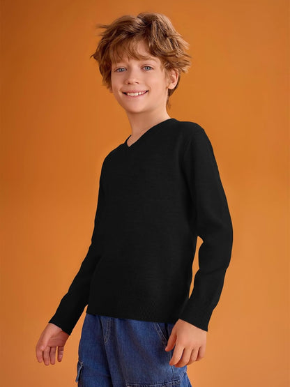 Boys School Uniform Sweater Kids Long Sleeve V Neck Pullover Fall Winter Clothes 5-14 Years
