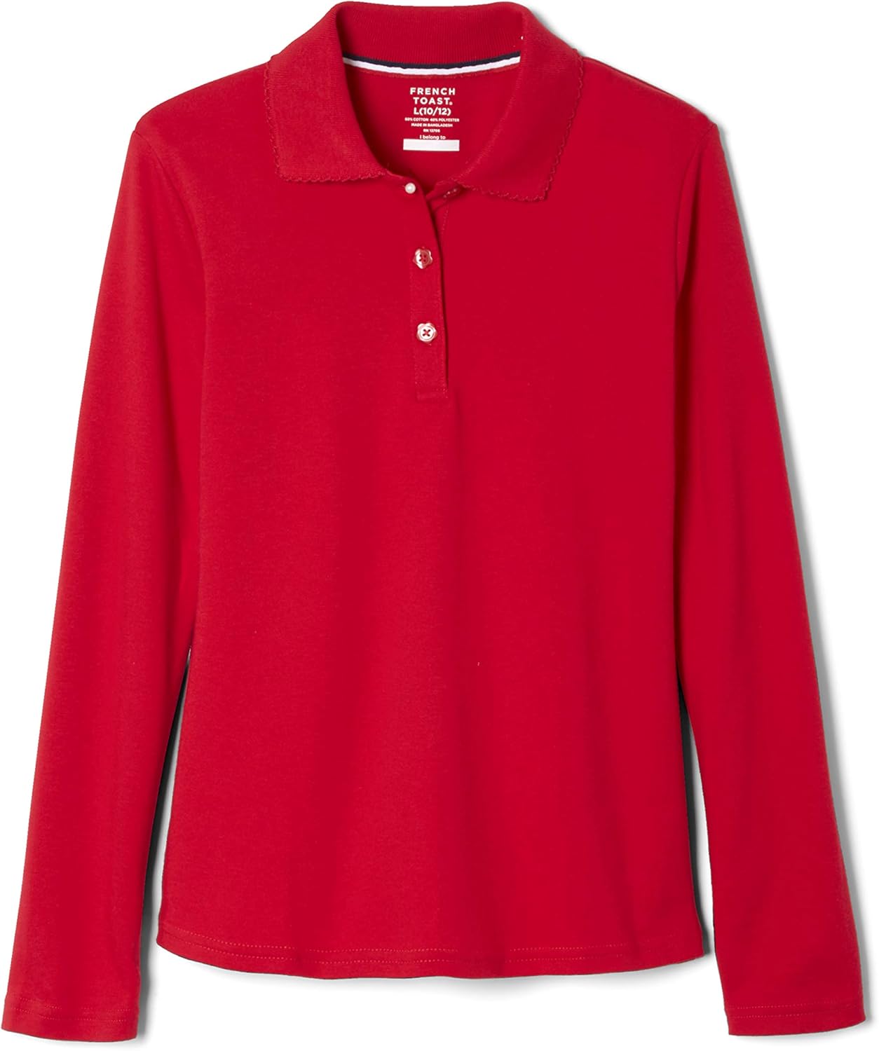 Girls' Uniform Long Sleeve Polo with Picot Collar (Standard & Plus)